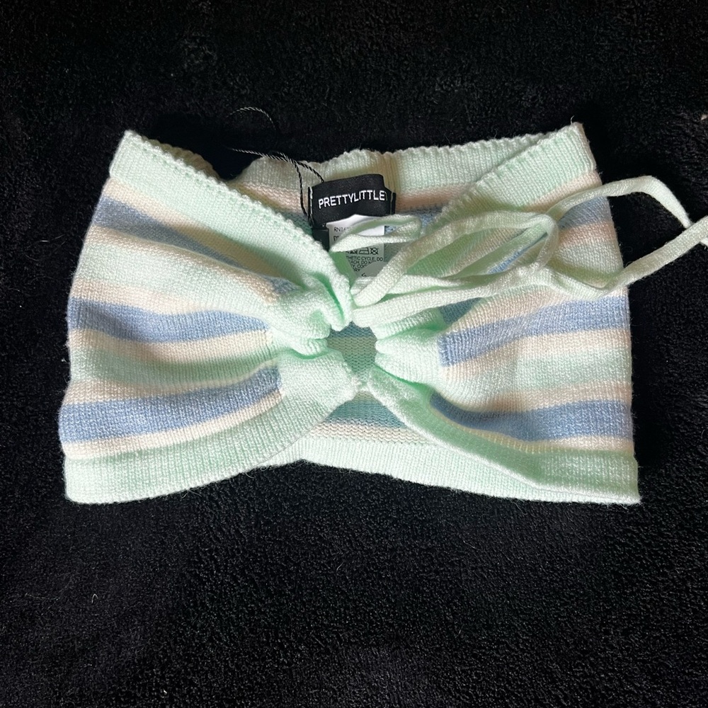 Pretty little things blue and pink stripe knit midmaxi skirt and top